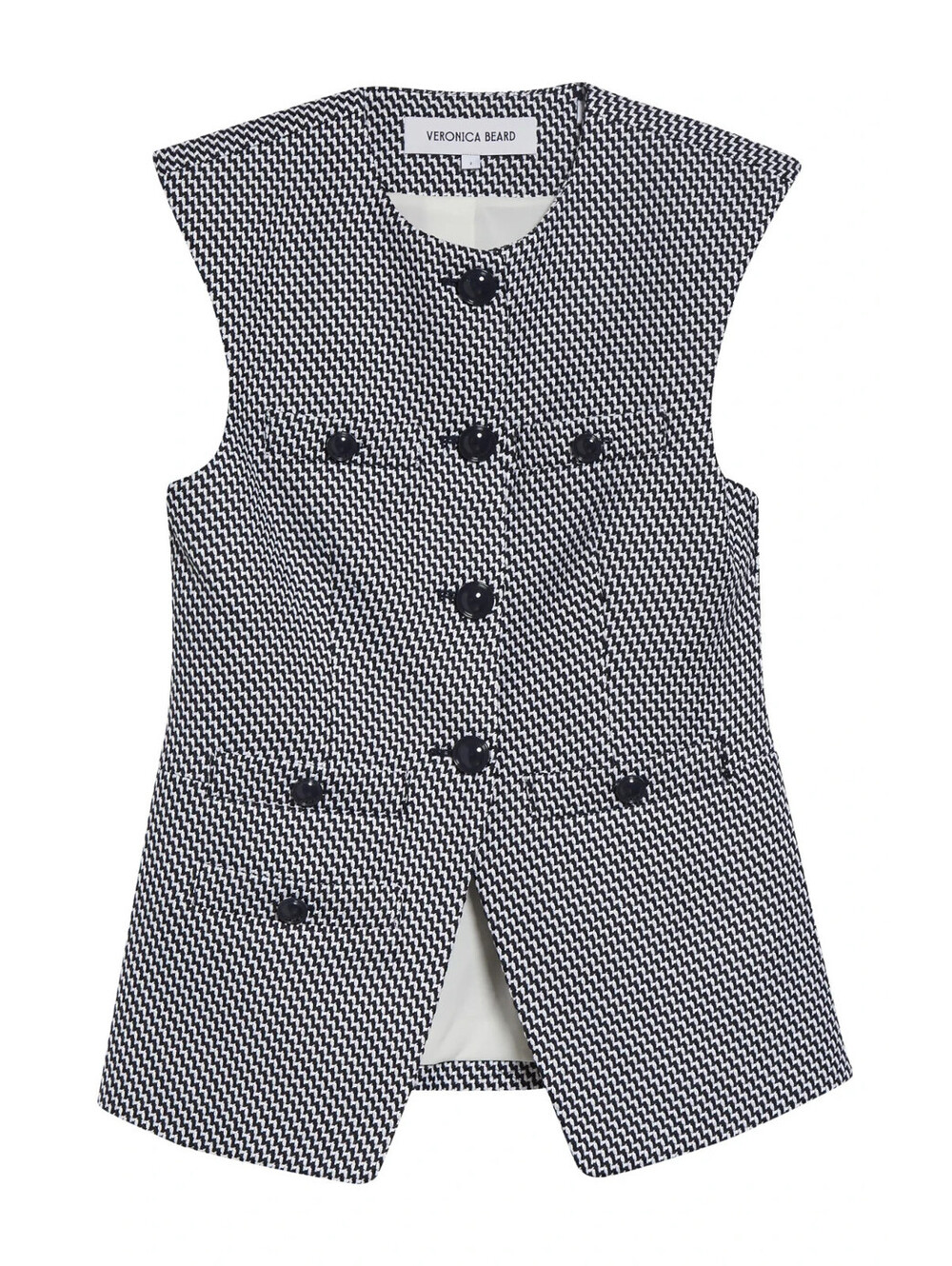NEW, Veronica Beard Tamara Vest Black/White Sz 10 #SJ2679
